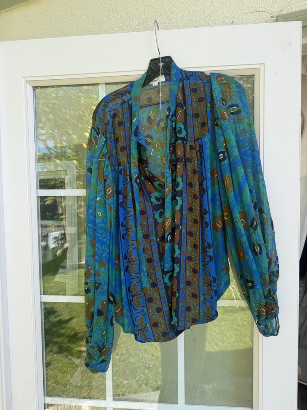Chasing Unicorns Women’s Blue Floral Draped Blouse